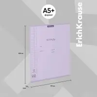 Тетрадь 12 листов, ErichKrause «Классика CoverPrо Pastel», в клетку, пластиковя обложка, блок офсет, 100% белизна, сиреневая