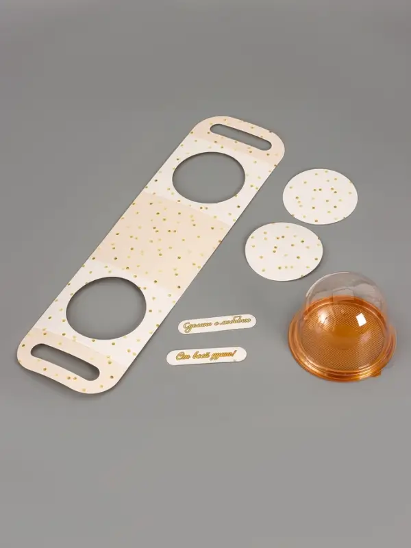 Коробка подарочная с куполом &laquo;Горошек бежевый&raquo;, 11.5&times;12&times;15.5 см