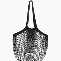 Сумка - авоська плетёная, клетка 1.5 см, чёрная