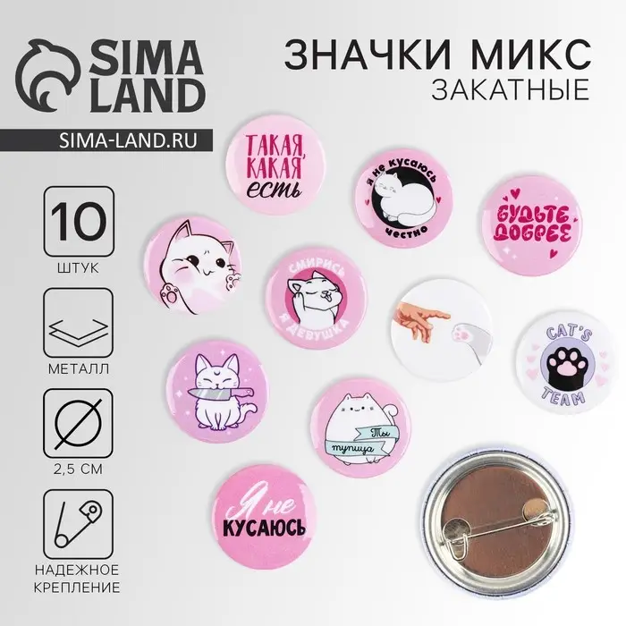 Значок металлический , закатной «Смирись я девушка», 25 мм, МИКС Значок металлический , закатной «Смирись я девушка», 25 мм, МИКС