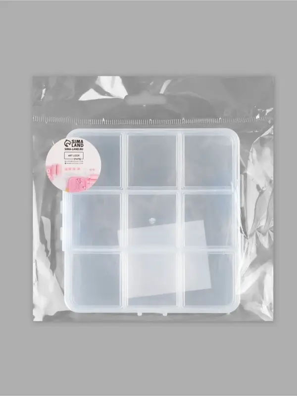 Органайзер для хранения мелочей, 9 ячеек, с подвесом, 10.2×10×1.8 см, прозрачный Органайзер для хранения мелочей, 9 ячеек, с подвесом, 10.2×10×1.8 см, прозрачный