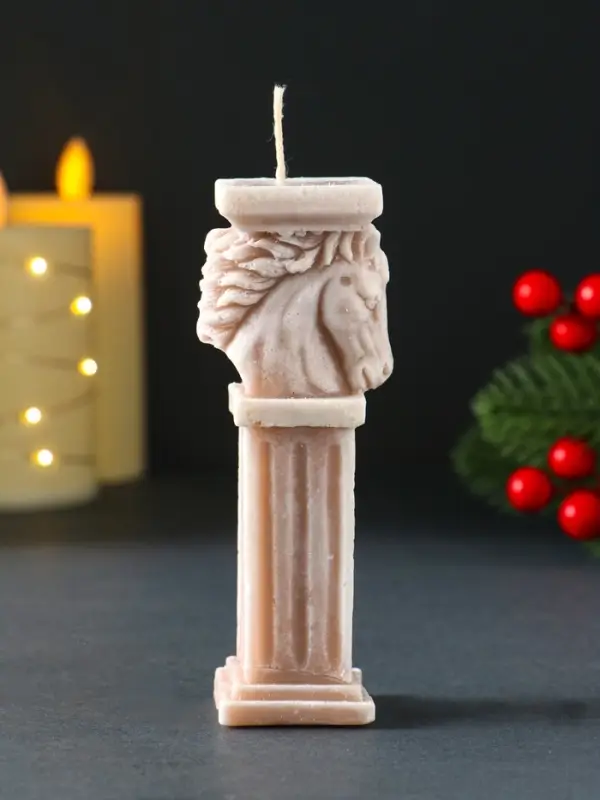 Свеча новогодняя Свеча новогодняя "Пегас" 45х120 мм, бежевый