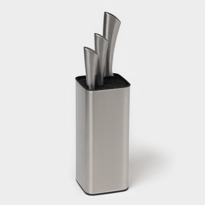 Подставка для ножей с наполнителем Magistro «Металлик», 22,5×9,5×9,5 см, серебристая Подставка для ножей с наполнителем Magistro «Металлик», 22,5×9,5×9,5 см, серебристая