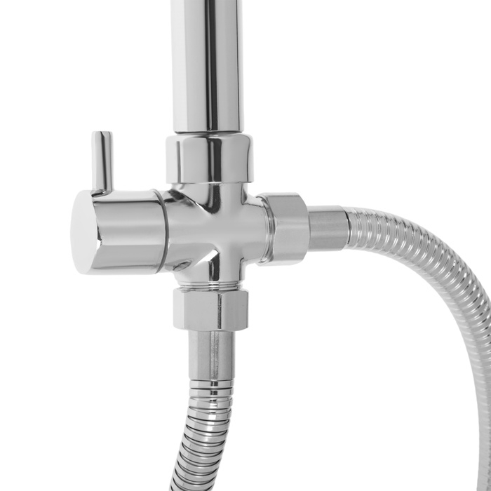 Душевая система ZEIN Z1002, тропическая и ручная лейка, шланги, стойка, мыльница, хром Душевая система ZEIN Z1002, тропическая и ручная лейка, шланги, стойка, мыльница, хром