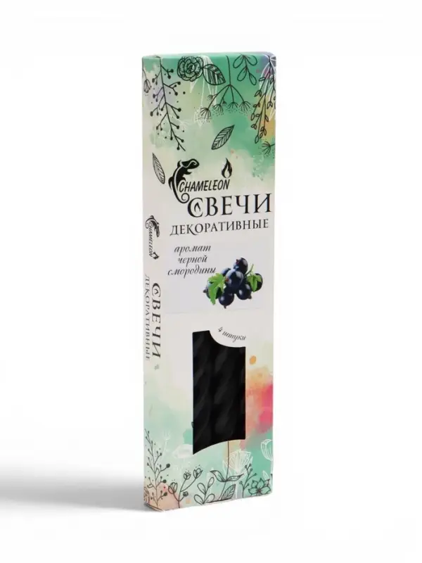Набор: свечи ароматические витые 1.9&times;24 см, 4 шт., 40 г, 8 ч, смородина