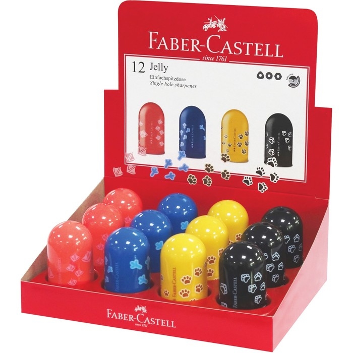 Точилка пластиковая Faber-Castell Jelly, 1 отверстие, контейнер, МИКС Точилка пластиковая Faber-Castell Jelly, 1 отверстие, контейнер, МИКС