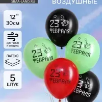 Воздушные шары латексные 12" &laquo;23 Февраля&raquo;, 5 шт.