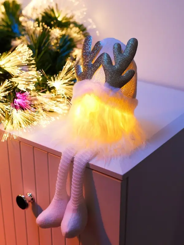 Светодиодная фигура &laquo;Гном белая шапочка&raquo; 33 см, 1 LED, от батареек AG10&times;3, свечение тёплое белое