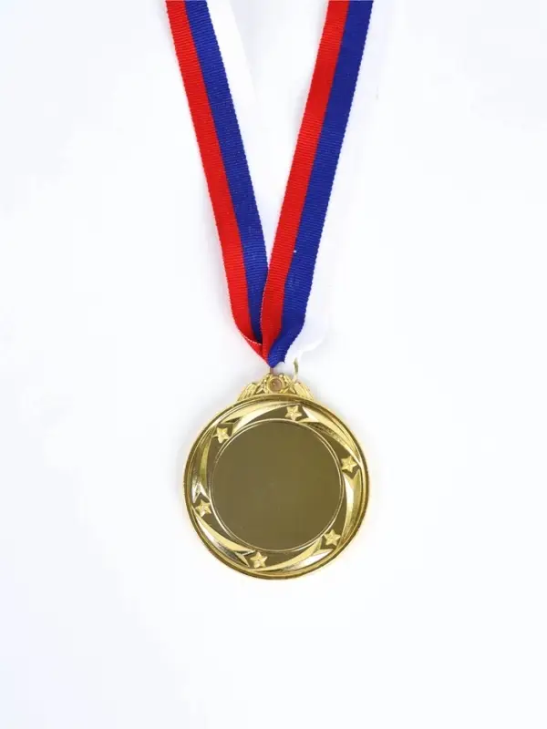 Медаль под нанесение 049, диам. 6.5 см. Цвет зол. С лентой Медаль под нанесение 049, диам. 6.5 см. Цвет зол. С лентой