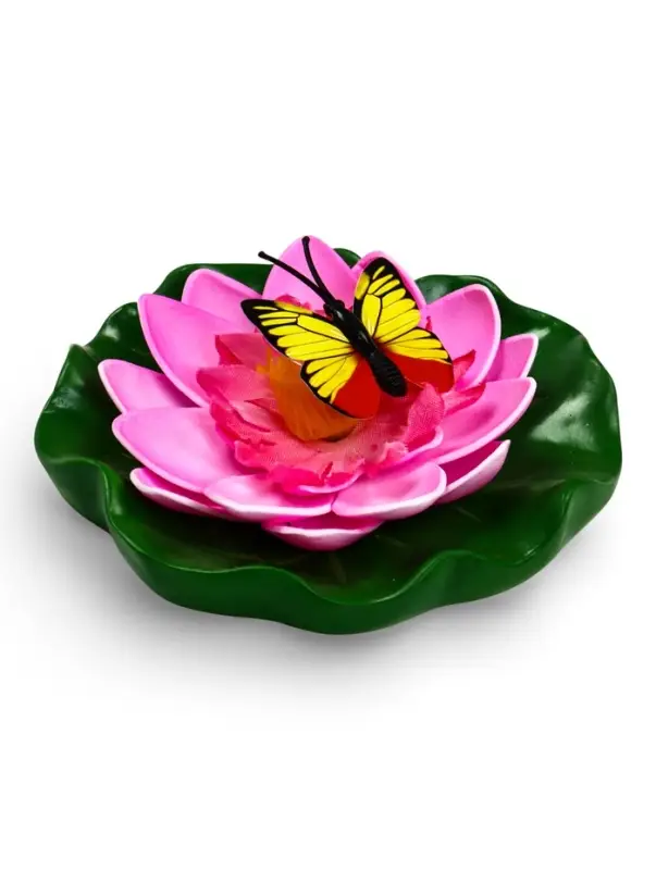 Садовая фигура 10 х 11 х 6 см  водоплавающая  "Лотос с бабочкой"
