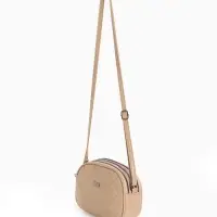 Сумка женская кросс-боди на молнии, 19&times;7&times;15 см, в клетку, бежевая