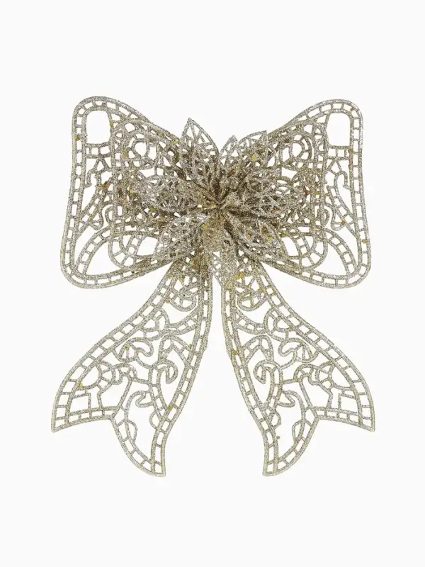 Ёлочная игрушка &laquo;Зимнее волшебство. Бант с цветком&raquo; пластик, 18&times;12.5 см, золото