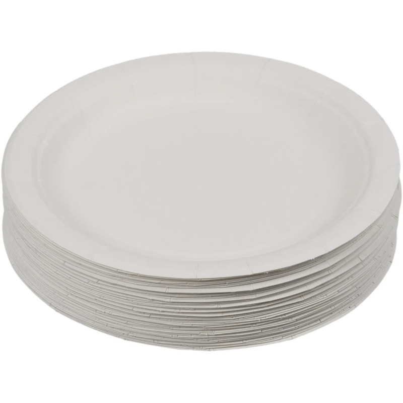 Тарелка одноразовая из ламинированной бумаги д 180 мм, 50шт/уп