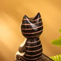 Сувенир «Кот сидячий», 5×6×14 см, дерево, коричневый