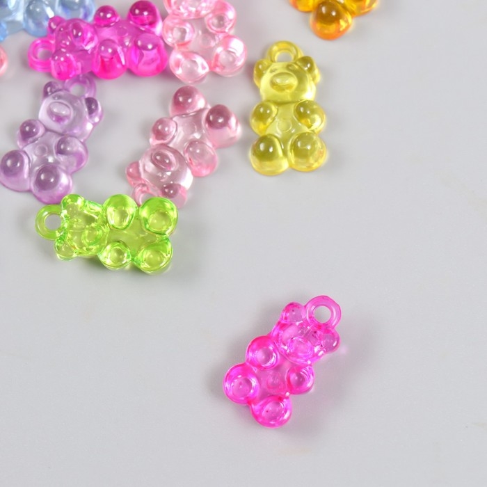 Декор для творчества пластик Декор для творчества пластик "Мармеладный мишка с петелькой" набор 20 шт МИКС 0,5х1,1х1,7 см