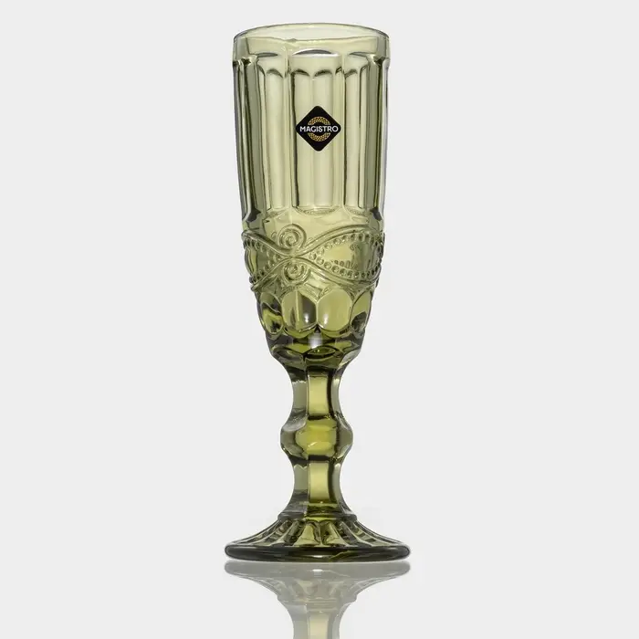 Бокалы для шампанского Magistro &laquo;Ла-Манш&raquo;, 160 мл, 7&times;20 см, набор 6 шт., стекло, зелёные