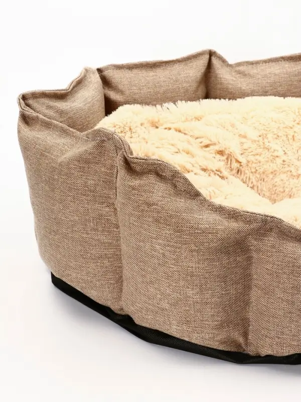 Лежанка для кошек и собак, рогожка, искусственный  мех, 65 х 50 х 20 см Лежанка для кошек и собак, рогожка, искусственный  мех, 65 х 50 х 20 см