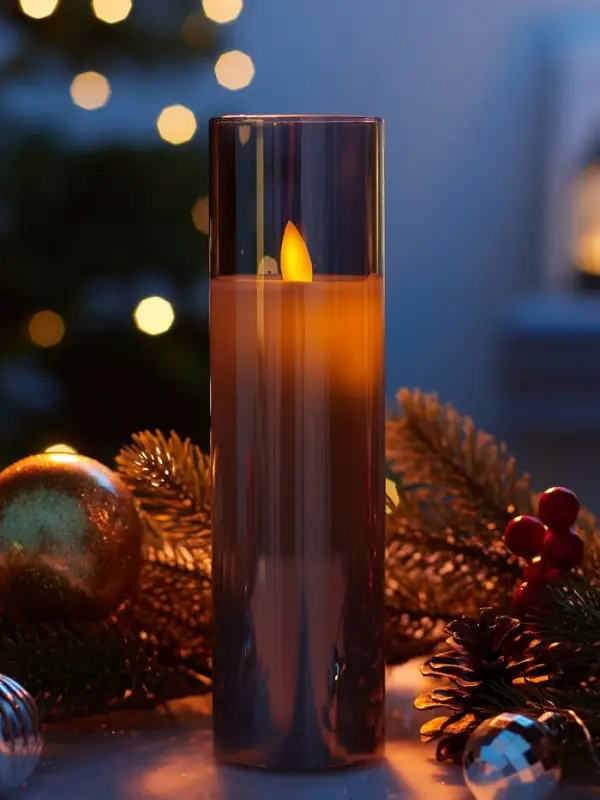 Светодиодная свеча &laquo;Серебристая&raquo;, 18&times;5.5 см, от батареек AAx2, свечение тёплое белое