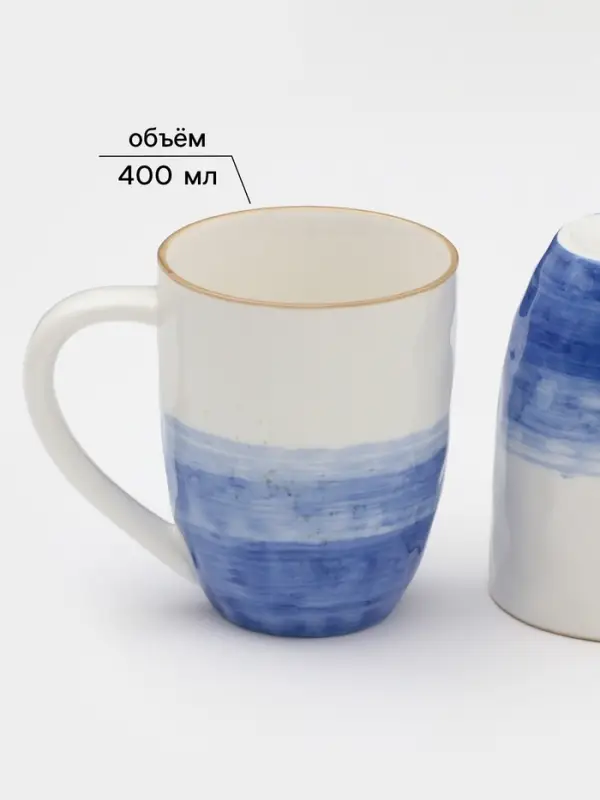 Набор посуды Доляна &laquo;Космос&raquo;, 16 предметов: 4 тарелки d=21 см, 4 тарелки d=27.5 см, 4 миски d=13 см, 4 кружки 400 мл, фарфор, белый, синий