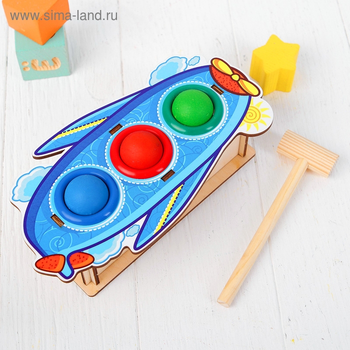 Стучалка-сортер «Самолёт», с молотком, МИКС Стучалка-сортер «Самолёт», с молотком, МИКС