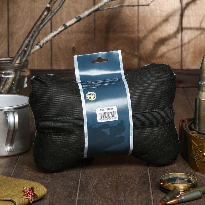 Подушка автомобильная подарочная, косточка, на подголовник, Подушка автомобильная подарочная, косточка, на подголовник, "Настоящему мужчине", лен, серый, 16 х 24 см