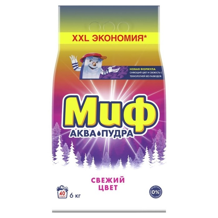 Стиральный порошок  Стиральный порошок "Миф" 3 в 1 "Cвежий цвет", автомат, 6 кг
