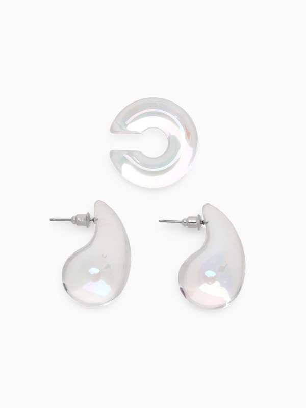 Набор серьги и каффы 3 шт «Нежность» капля, цвет разноцветный в серебре