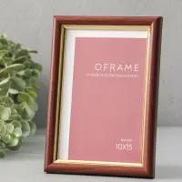 Фоторамка для фото 10х15 см "Oframe", пластик, бук с золотом, (пластиковый экран)