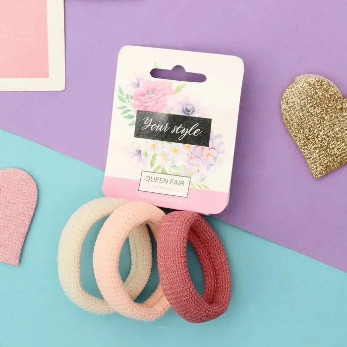 Резинка для волос Резинка для волос "Спорт плетение" (набор 3 шт) 4 см, нежный