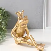 Сувенир полистоун "Принцесса-лягушка в короне" золото 19х9,3х16,5 см