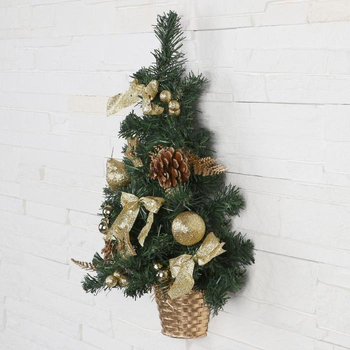 Ёлка декор настенная  Ёлка декор настенная "Звёзды шишки" 45 см, золото