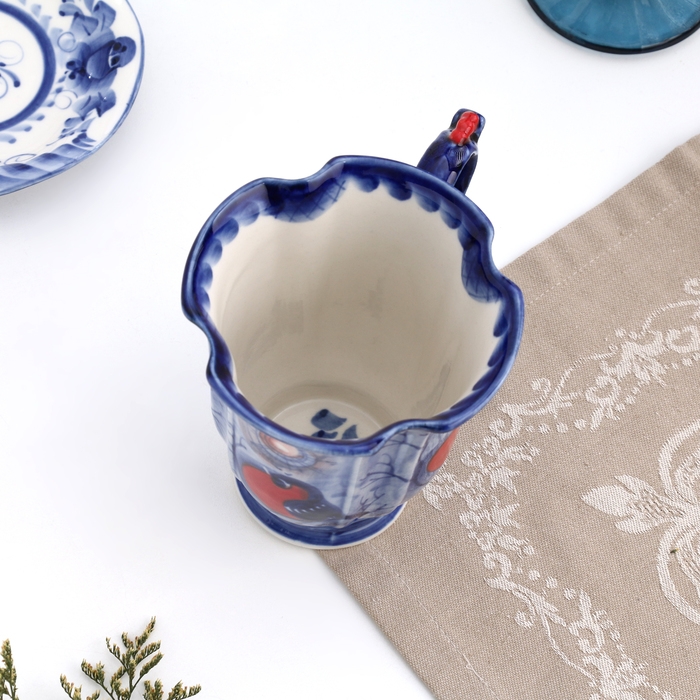 Бокал Бокал "Катерина", снегири, 12 х 11 см, гжель