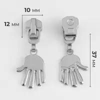 Бегунок для металлической молнии, №5, &laquo;Ладонь&raquo;, 10 шт., цвет никель