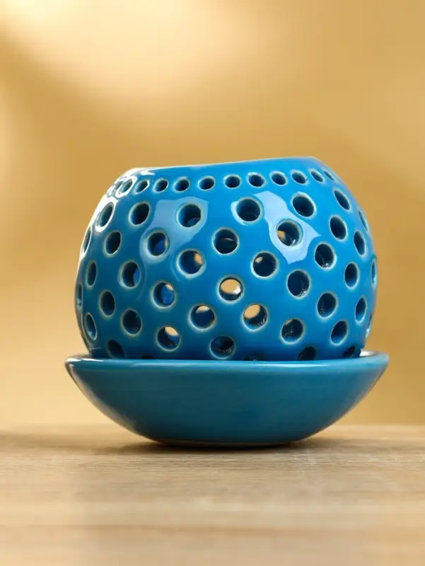 Аромалампа «Шар», 9.5×9.5×9 см, керамика, голубая