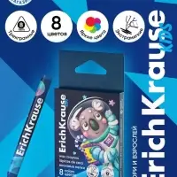 Восковые мелки 8цв, ErichKrause "Kids Space Animals", трехгр, европодвес