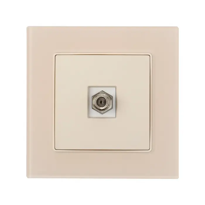 Розетка телевизионная TOT Matte Glass, стекло, скрытая, одноместная, бежевая
