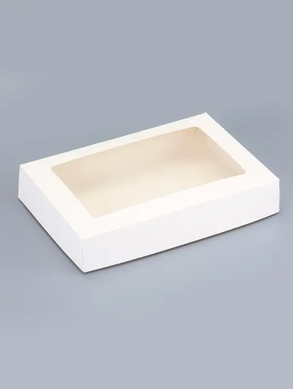 Коробка складная, с окном, белая, 28&times;20&times;5 см