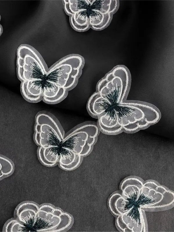 Аппликация для одежды &laquo;Бабочка&raquo;, текстильная, 5&times;4 см, 10 шт., зеленая, белая