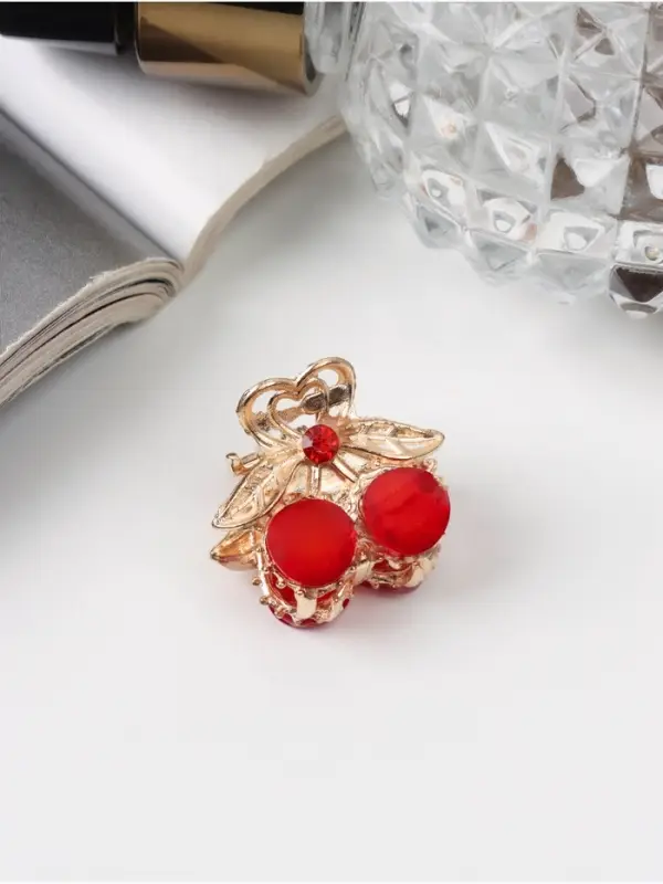 Крабик для волос «Арфея», вишенки, 2.3 см, золото МИКС