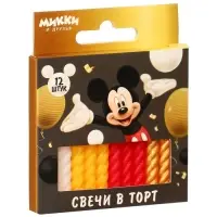 Свечи для торта витые «С Днем Рождения», 12 штук, Микки Маус