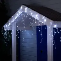 Гирлянда &laquo;Бахрома&raquo; 3&times;0.6 м, IP44, УМС, прозрачная нить, 160 LED, свечение белое, 220 В