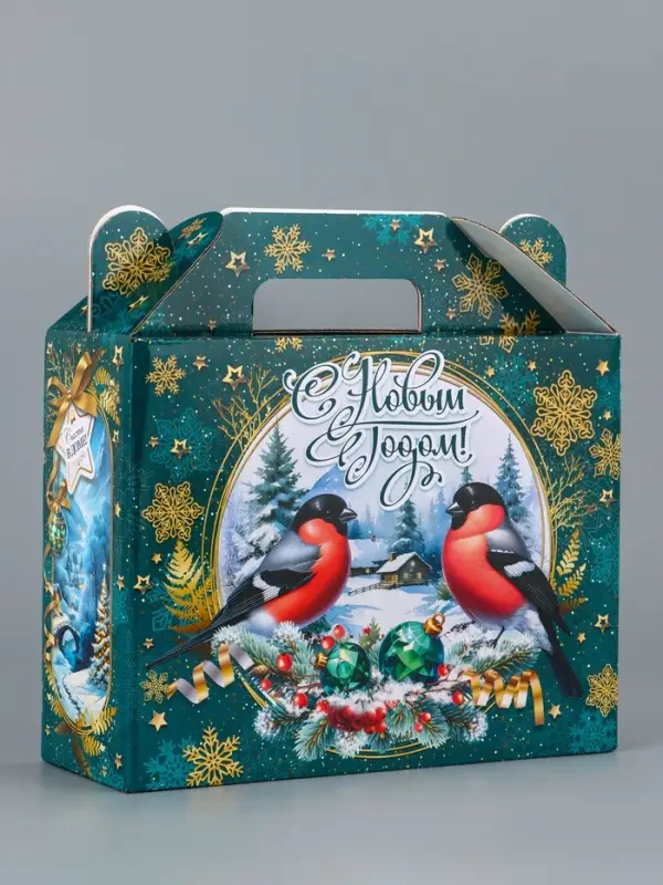 Коробка подарочная складная Коробка подарочная складная "Снегири" 23 х 8,5 х 23 см