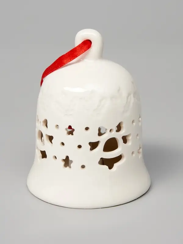 Ёлочный шар с подсветкой &laquo;Колокольчик&raquo;, 10.5&times;8.3&times;8.3 см, 1 LED, керамика, от батареек LR44&times;3, керамика, свечение тёплое белое