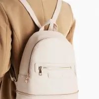 Рюкзак женский на молнии, с карманом, размер 27&times;13.5&times;33 см, молочный