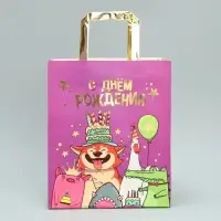 Пакет подарочный, упаковка, &laquo;С Днём рождения!&raquo;, ML 23&times;27&times;11.5 см