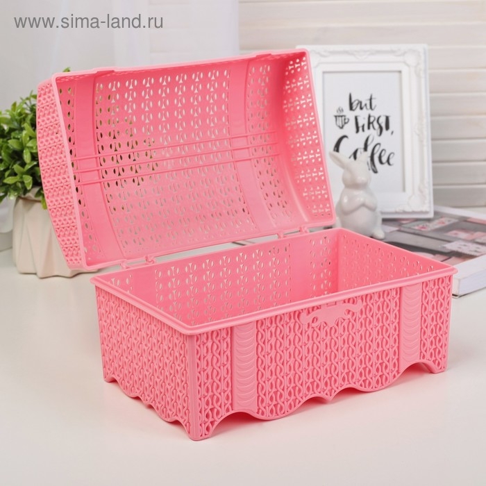 Контейнер для хранения с крышкой «Вязание», 24×14×14 см, цвет МИКС Контейнер для хранения с крышкой «Вязание», 24×14×14 см, цвет МИКС