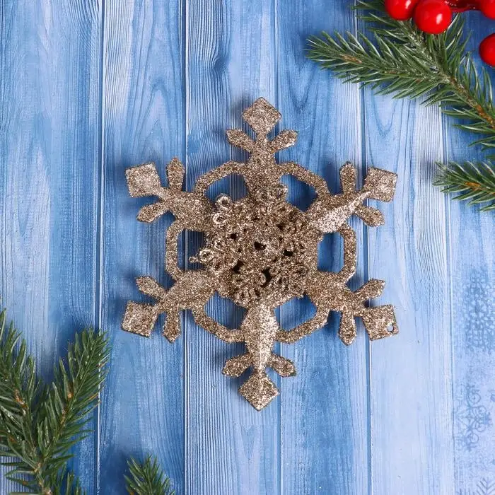 Ёлочная игрушка «Зимнее волшебство. Снежинка блеск» пластик, 11х13 см, золото Ёлочная игрушка «Зимнее волшебство. Снежинка блеск» пластик, 11х13 см, золото