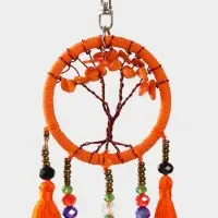 Брелок ловец снов "Древо" 19 см, цв. оранжевый Брелок ловец снов "Древо" 19 см, цв. оранжевый