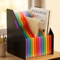 Лоток для бумаг А4, вертикальный, пластиковый, 13 отделений, чёрный