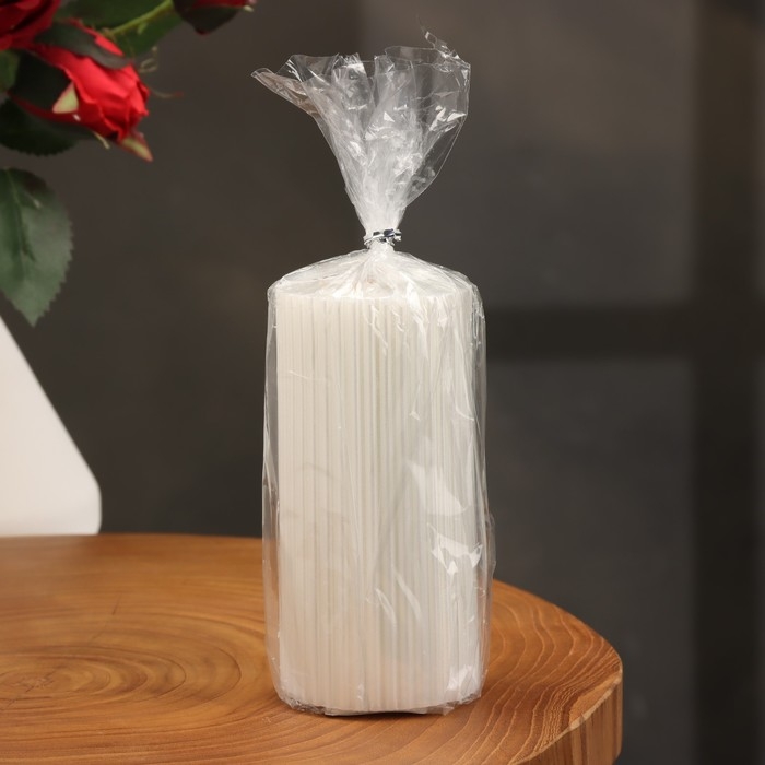 Свеча-цилиндр с гранями, 5х10 см, жемчужная, 6 ч Свеча-цилиндр с гранями, 5х10 см, жемчужная, 6 ч